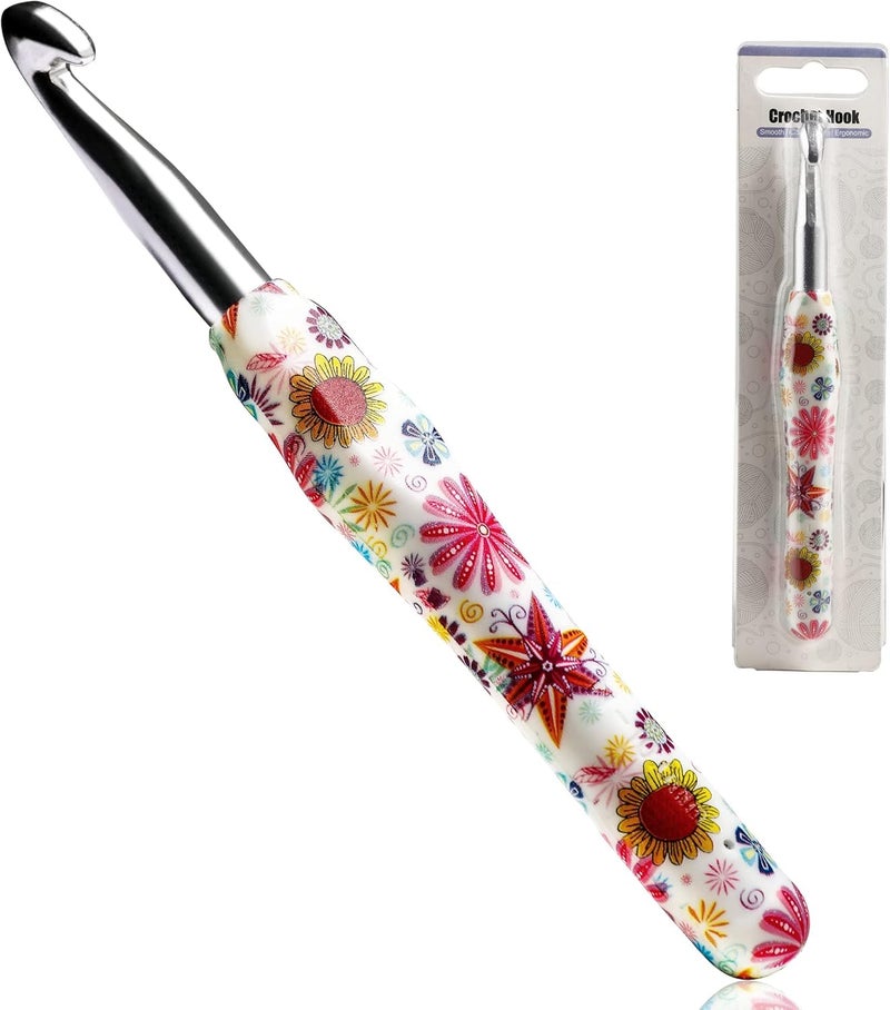 LOOEN 10mm Crochet Hook, Ergonomic Handle for Arthritic Hands, Soft Rubber Grip Extra Long Knitting Needles for Beginners and Knitting Crocheting Yarn (10mm) - Image 1